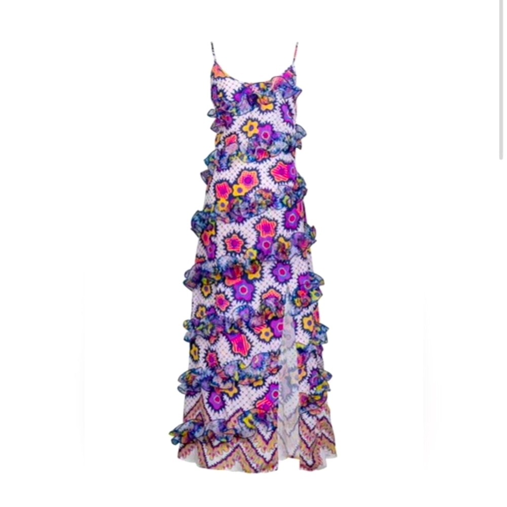 $330 Celia B colorful tiered spring or summer dress with spaghetti straps